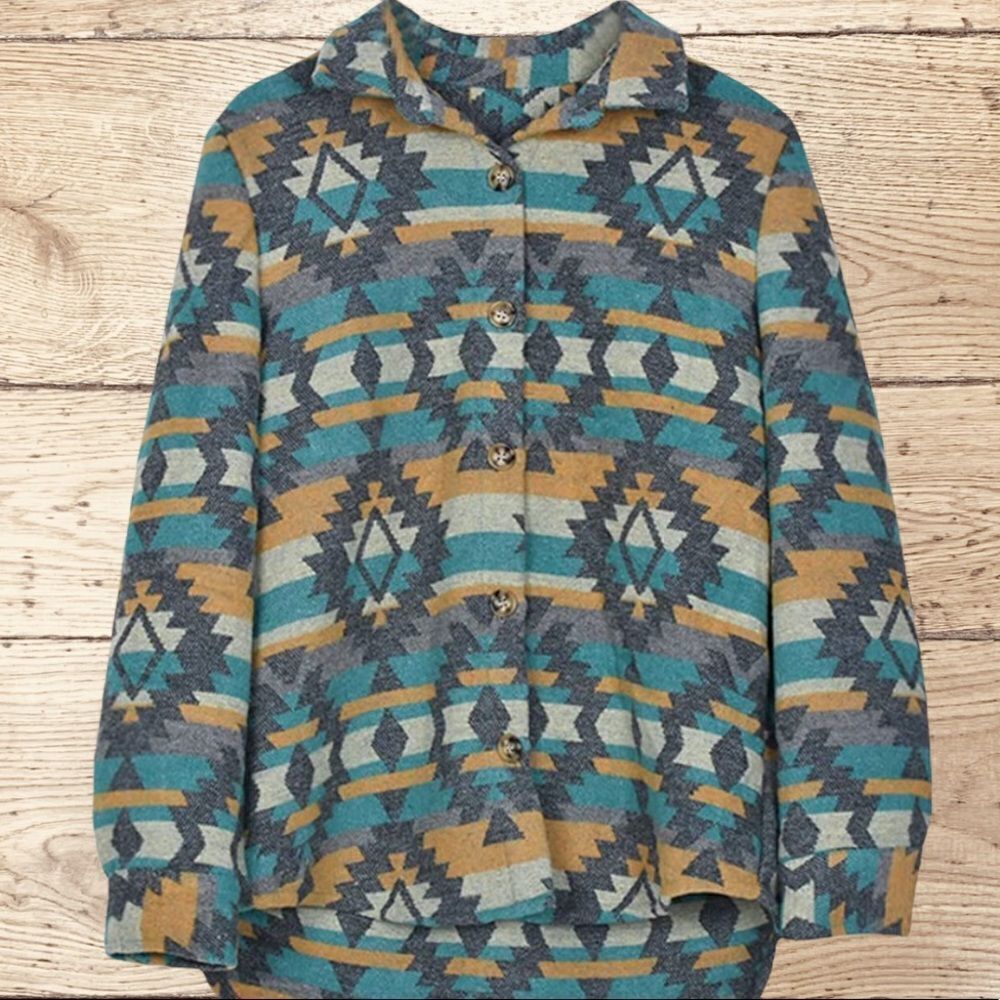 New Turquoise Aztec Pattern Jacket - Picture 6 of 6